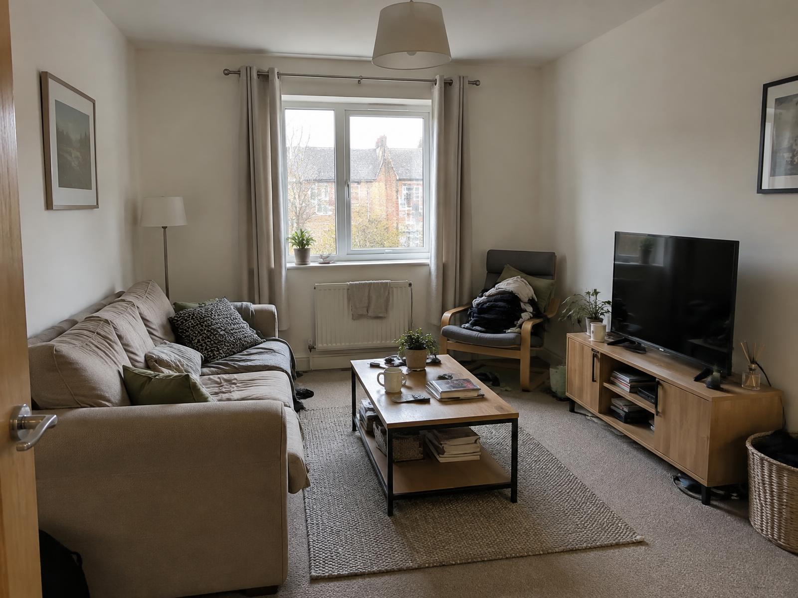 An ordinary rented living room before its Vesta refresh